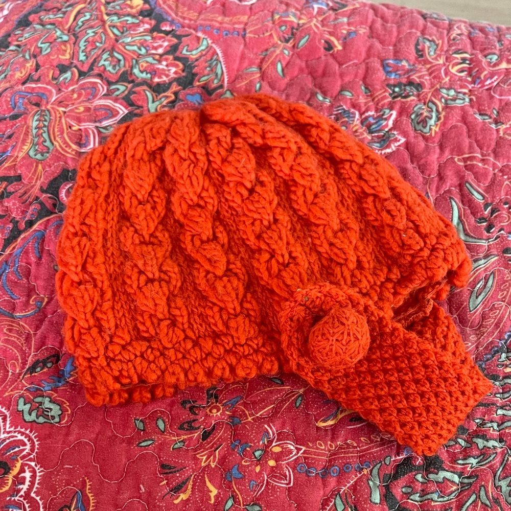 Cozy Knit Kids Hat in Bright Orange